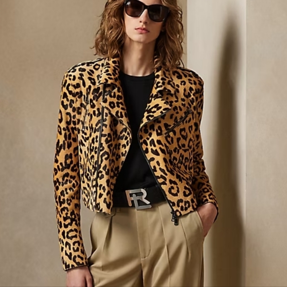 Ralph Lauren Purple Label Bevelyn Leopard Print Leather Jacket MSRP 7336$ - Picture 4 of 14